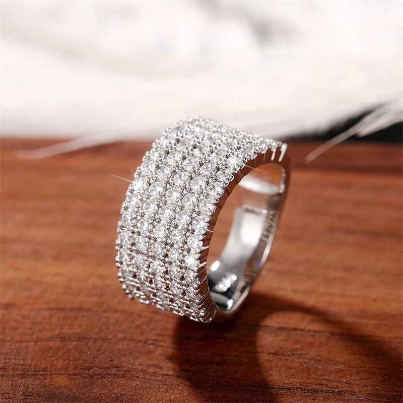 925 Sterling Silver Cubic Zirconia Rings for Women Wedding Simple Stylish Design Luxury Trendy Female Rings Sparkling Jewelry XJ250707