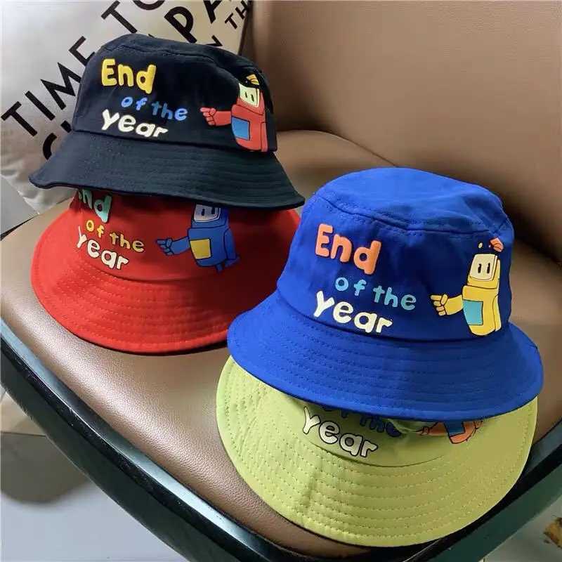 Children Bucket Hat New Spring Boys Girls Sun Hat Cute Funny Expression Cartoon Outdoor Summer Kids Hat Fishing Cap Korean Style Y250707