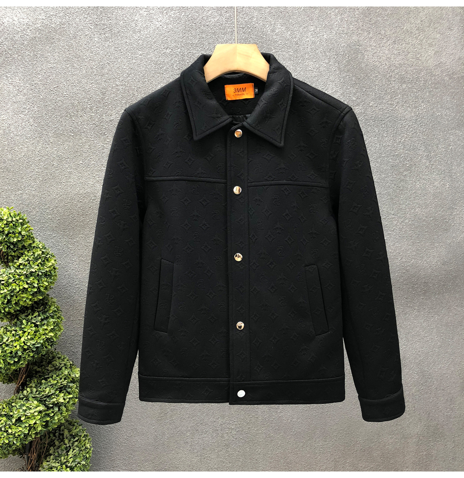 Handsome versatile men's coat spring autumn new slim fit top casual hot selling printed jacket black and white