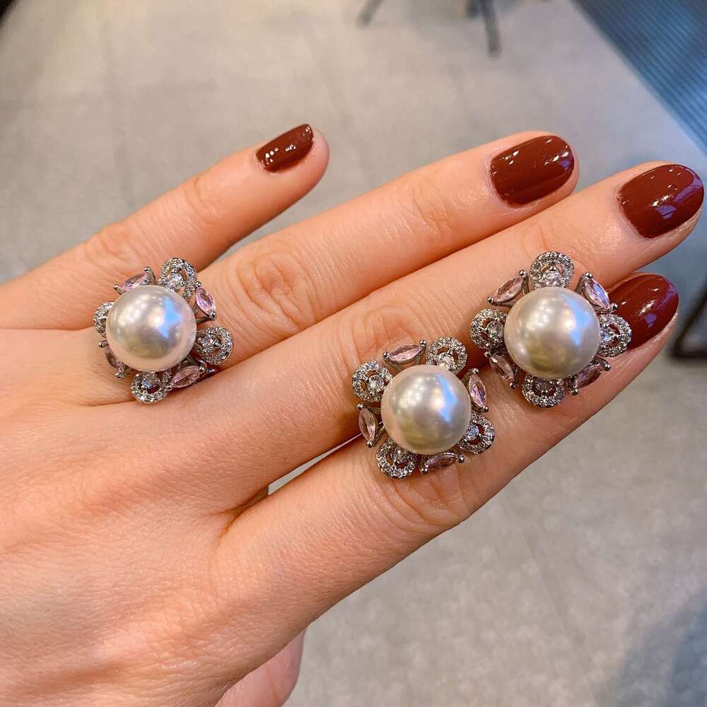 Douyin Live Australian Gemstone Set Pearl Ring Pendant New Style 1Cb