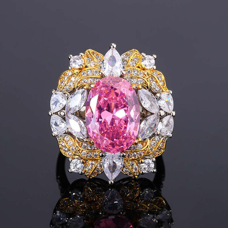 Aquamarine Zircon Paraiba Necklace Pendant Women's Emerald Imitation Red Tourmaline Ring 534