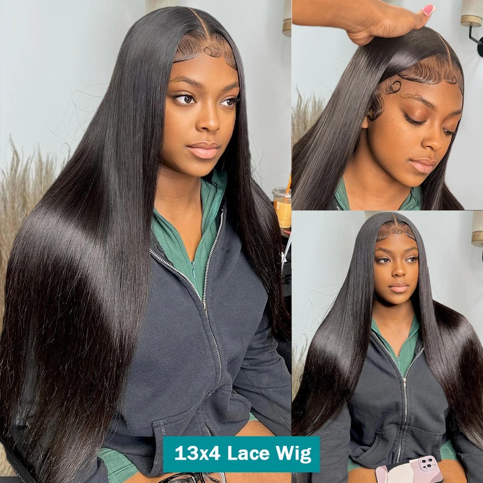 30 40 Inch 13x4 HD Transparent Bone Straight Lace Front Wigs 250 Density 360 Full Lace Brazilian Human Hair Wigs For Women Synthetic Wig