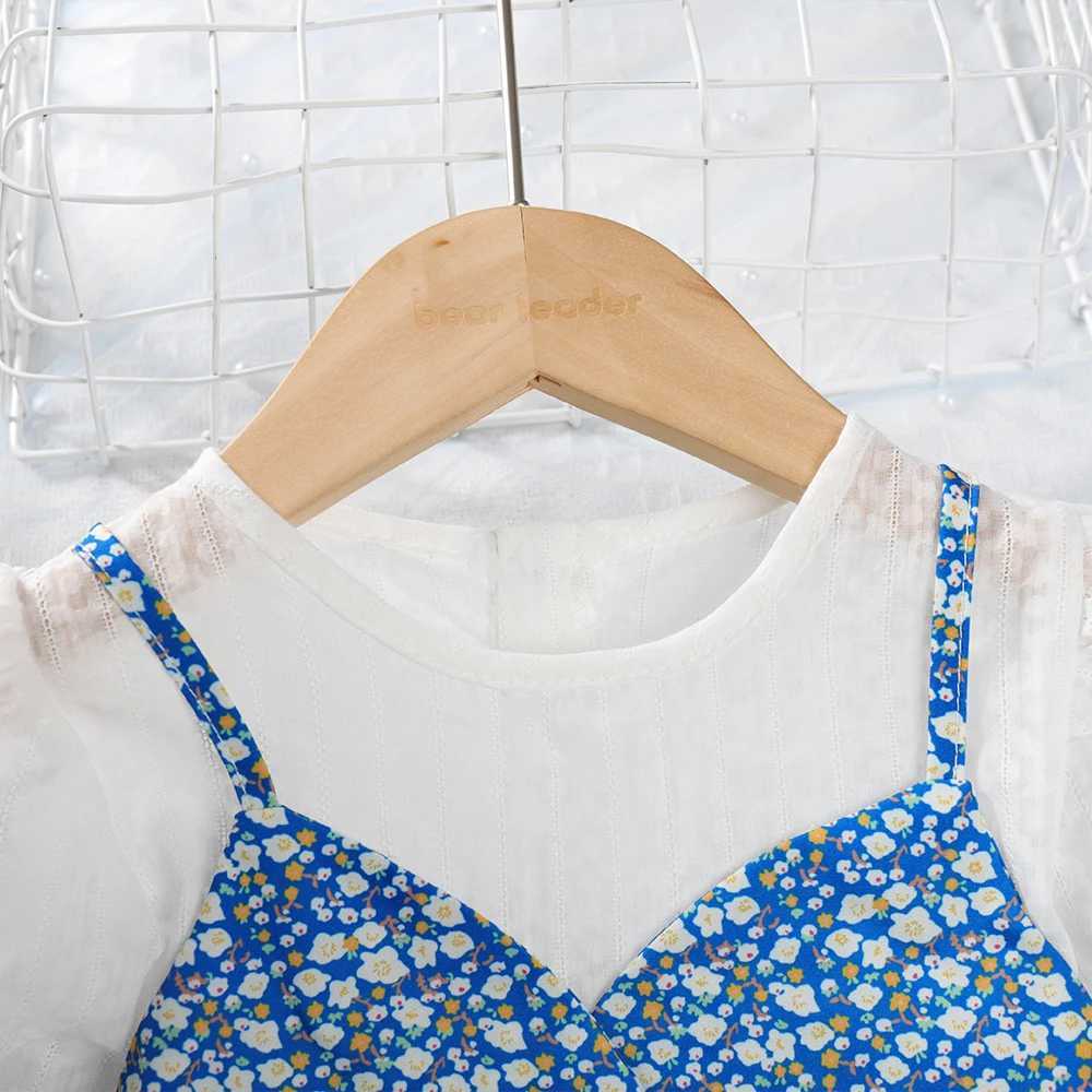 Summer New Girls Fashion Puff Sleeve Princess Dress 1 Pc Children Retro Floral Print Casual Clothes 3-7 Years R250707