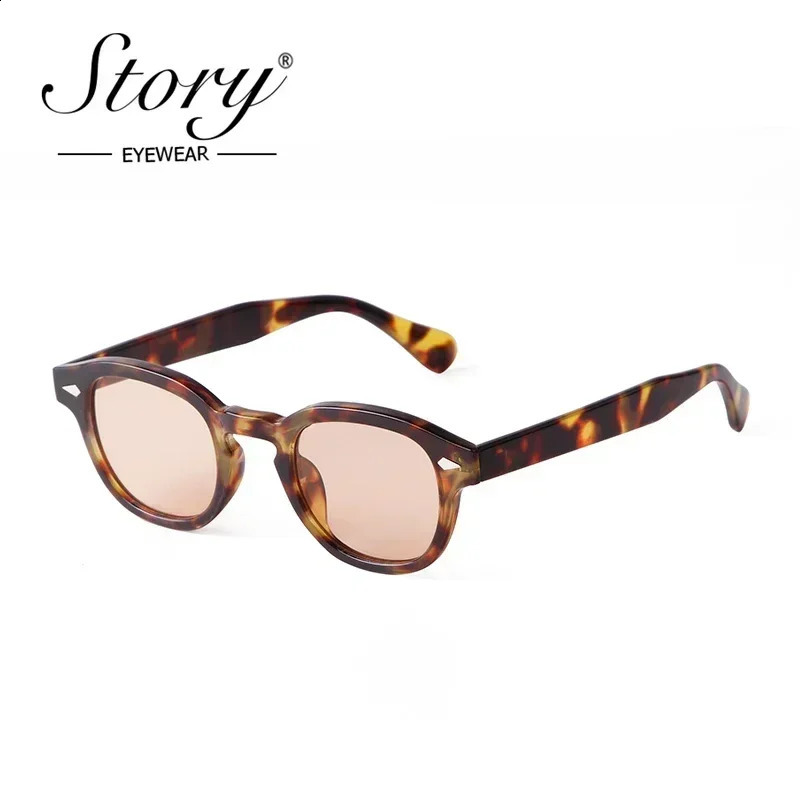 STORY Vintage Rivet Tortoiseshell Round Sunglasses Women Men n Retro Yellow Blue Lens Square Sun Glasses S22728 250707