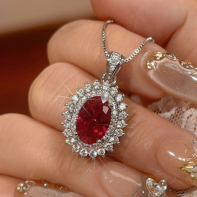 Jewelry Set Necklace Ring Accessories Imitation Emerald Red Versatile Fashion Women's Style 374