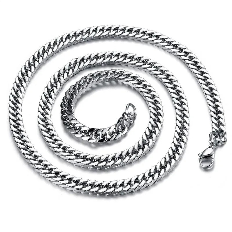 8mm14mm Thick Stainless Steel Cuban Chain Necklace For Men Punk Neck Male Chains Jewelry Accessories 250707