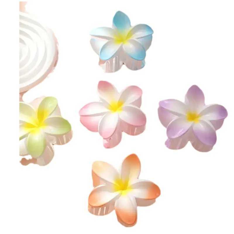 Sweet Ponytail Floral Hair Clip Bath Crab Flower Hair Claw Headwear Gradient Colorful Holiday Hawaiian Hairpins Hair Accessories Y250707