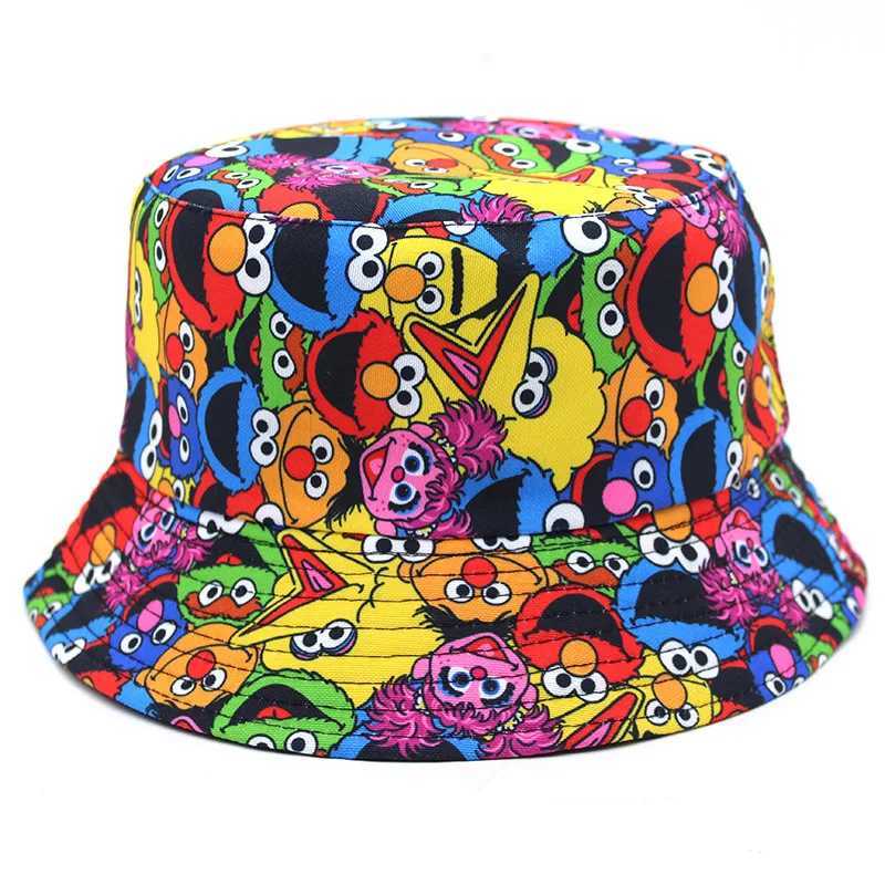 New Bucket Hat Hip Hop Men Cartoon Print Fisherman Caps Streetwear Double-sided Hats For Women Beach Cap Unisex Panama Hat Y250707