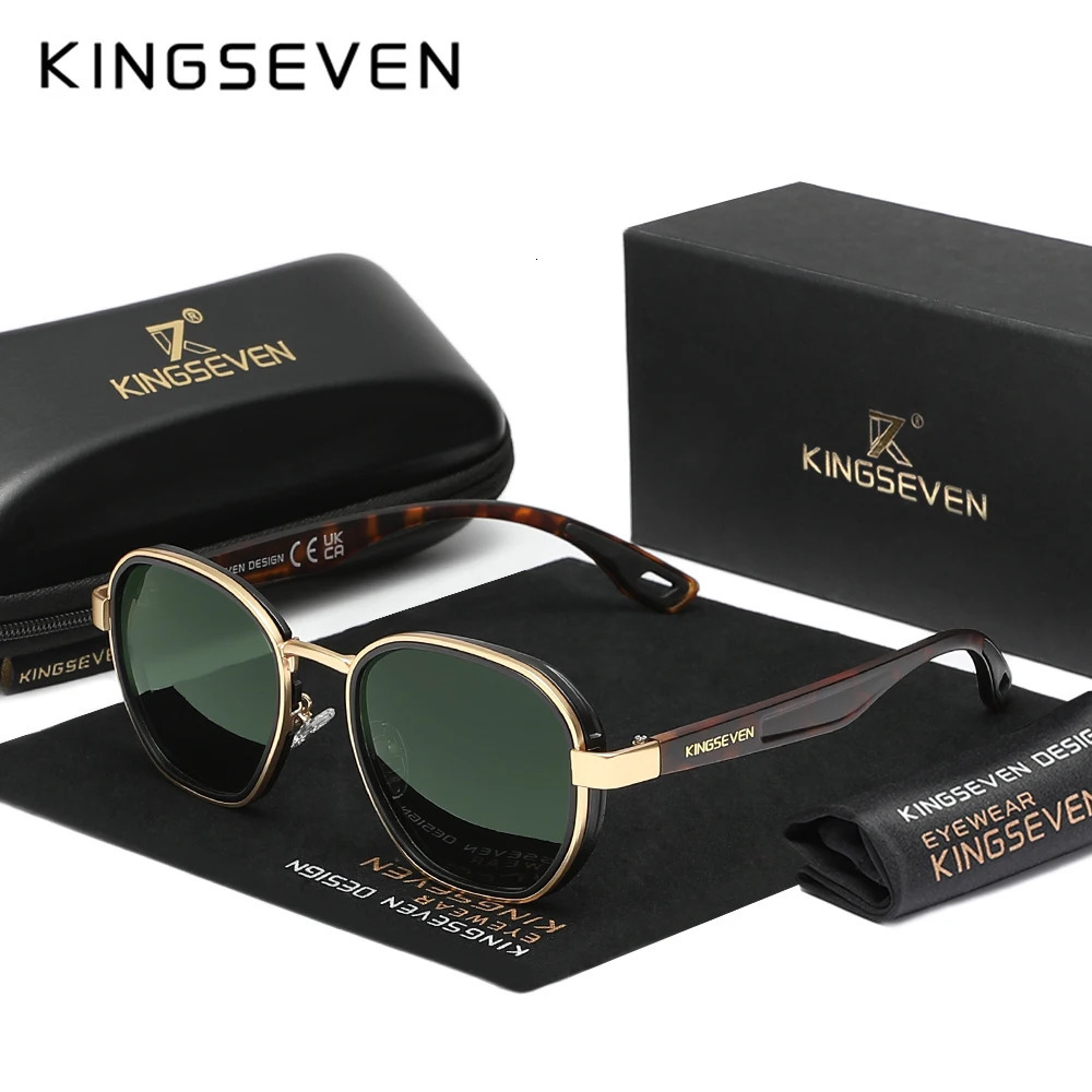 Kingseven Fashion Vintage Round Sunglasses Men Women Classic Retro Polarized UV400 Eyewear Driving Fishing Casual Glasses 250707
