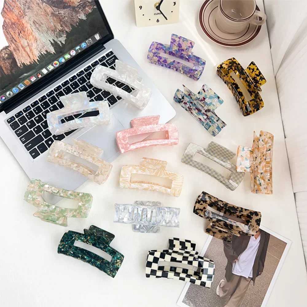 13CM Oversized Square Hair Claw Acrylic Claw Clips Sweet Elegant Geometric Crab Hair Clip for Women Girls Hair Accessories Y250707