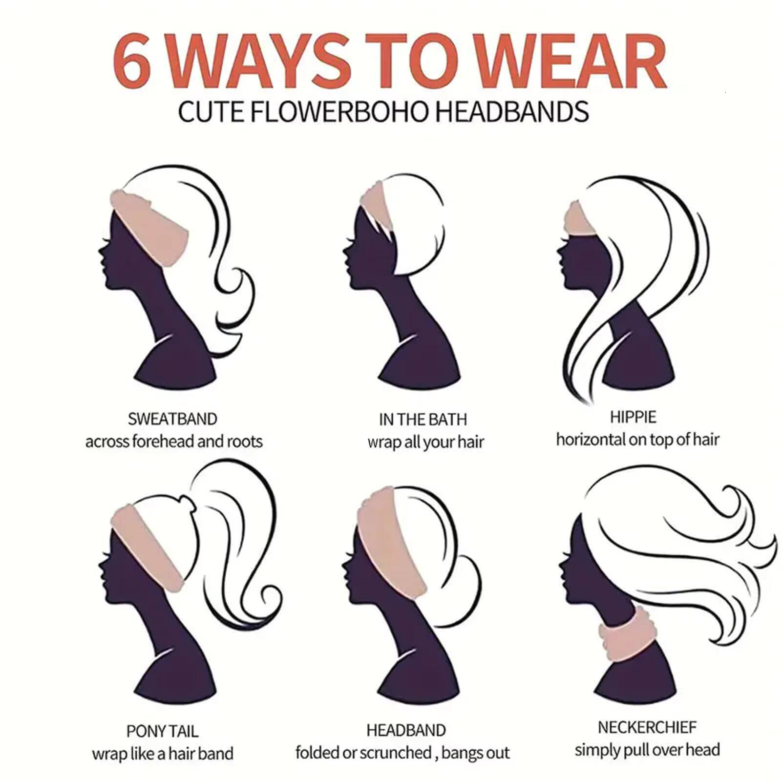 4PCS Boho Fashion Wide Headbands Sweat-absorbent Headscarf Bohemian Hair Accessories for Sports Tennis Gym Exercise MIAO-US ddmythur