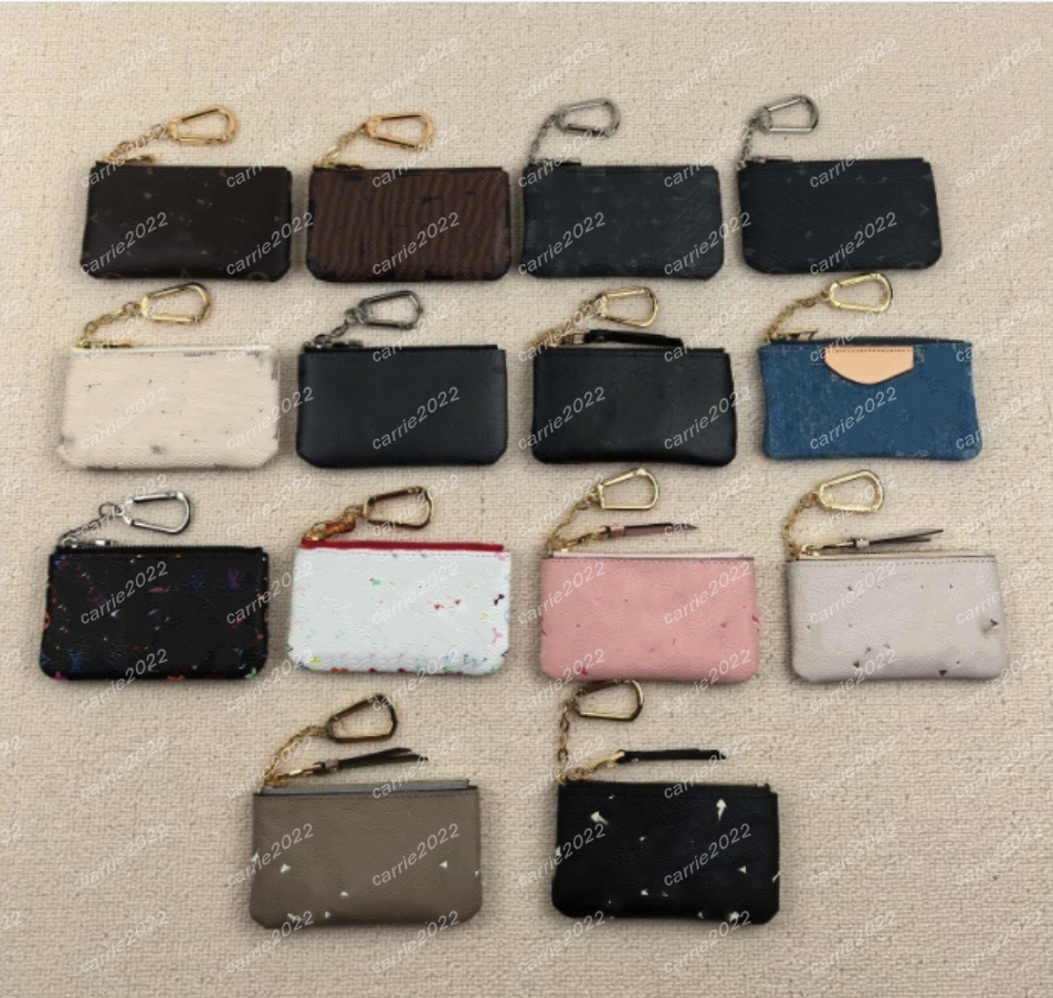 17color Designer Wallets Bag Keychain Ring KEY POUCH Coin Purse Damier Leather Credit Card Holder Women Men Small Zipper Purses Wallet