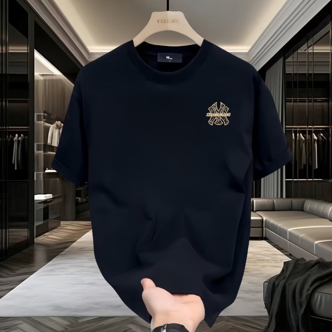 free shipping for man American streetwear brand ins high-end pure cotton printed short-sleeved casual round-neck T-shirt popular