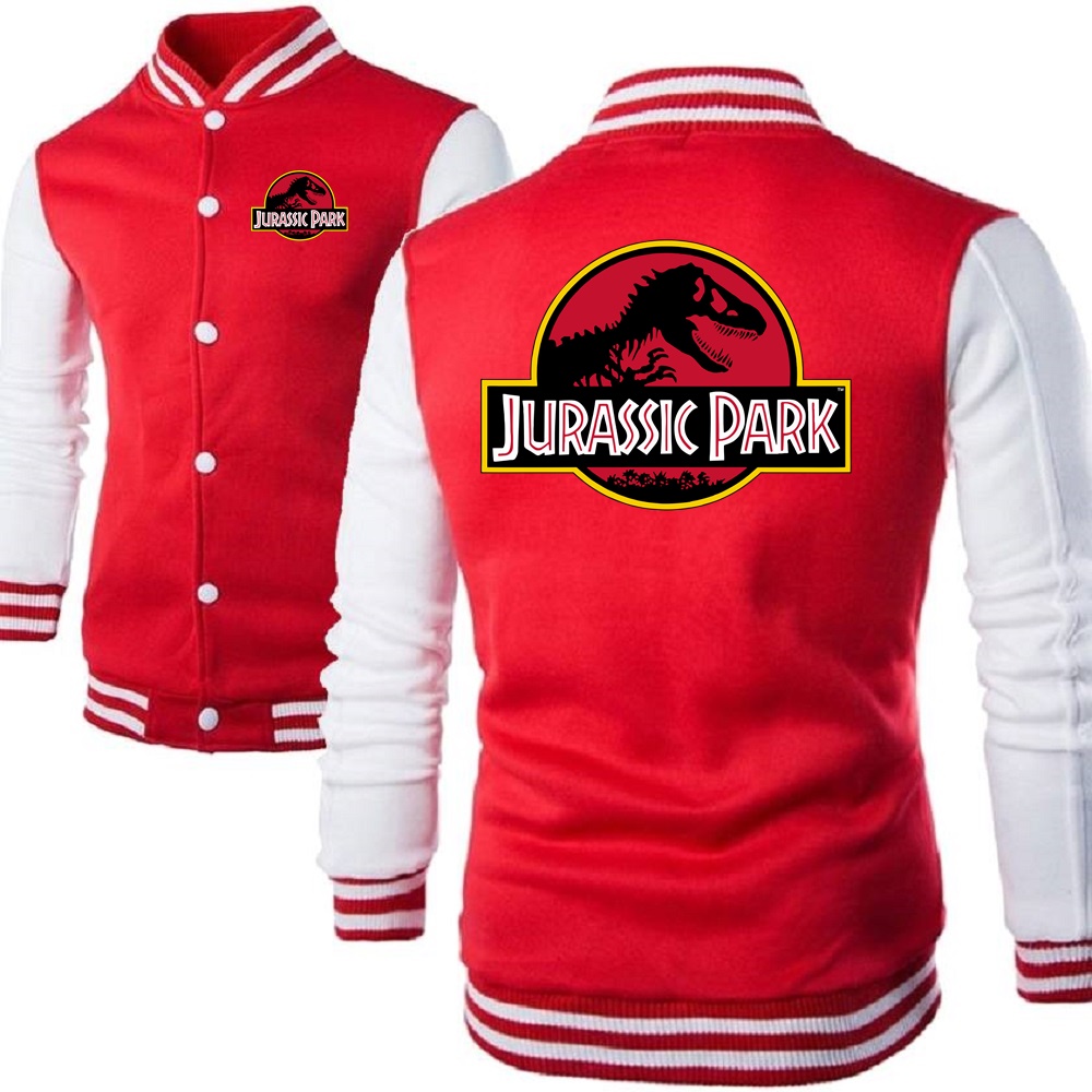 Men Women Baseball Jacket Coats Dinosaur World Sweatshirt JURASSIC PARK Print Baseball Uniforms Couple Cardigan Clothes Tops