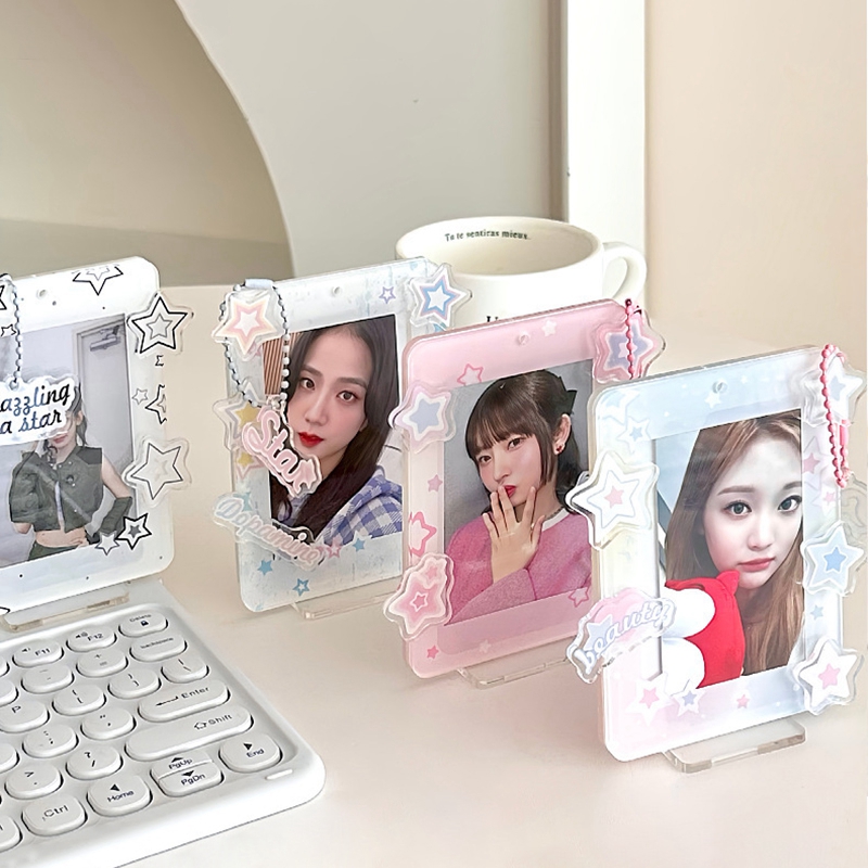 Acrylic Photocard Holder Kpop Photo Idol Display Frame Creative Picture Card Protective Case Room Desktop Decor H260306