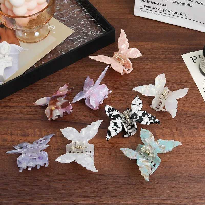 Acetate Butterfly Hair Claw Colorful French Style Hair Styling Tools Accessories Retro Elegant Hair Clips Women Sweet Hairpins Y250707