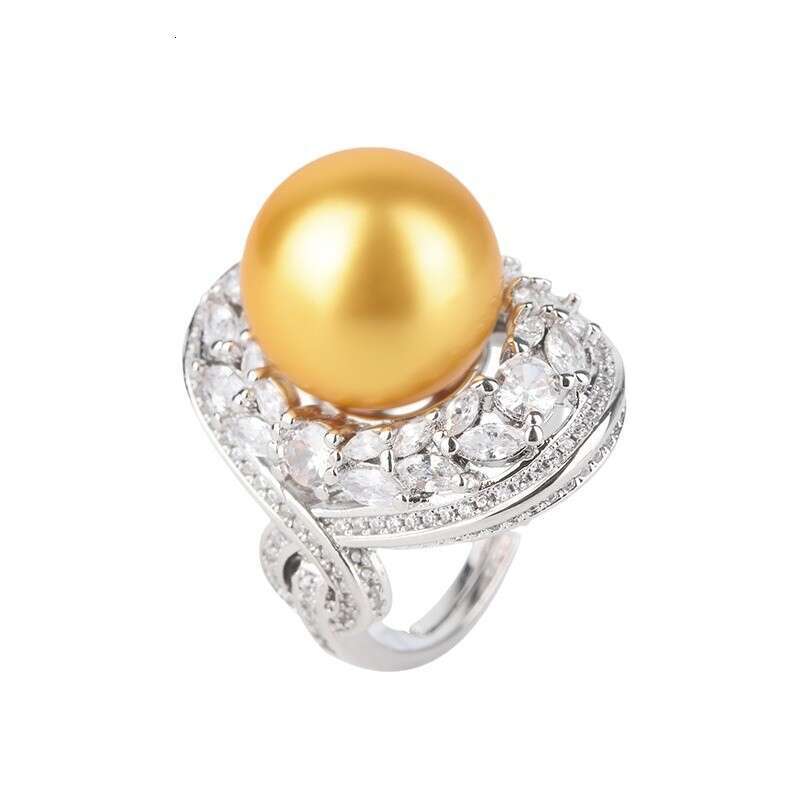 Tiktok Ring Jewelry Imitation Natural Australian White South Sea Pearl Luxurious Evening Party Women's Style 331