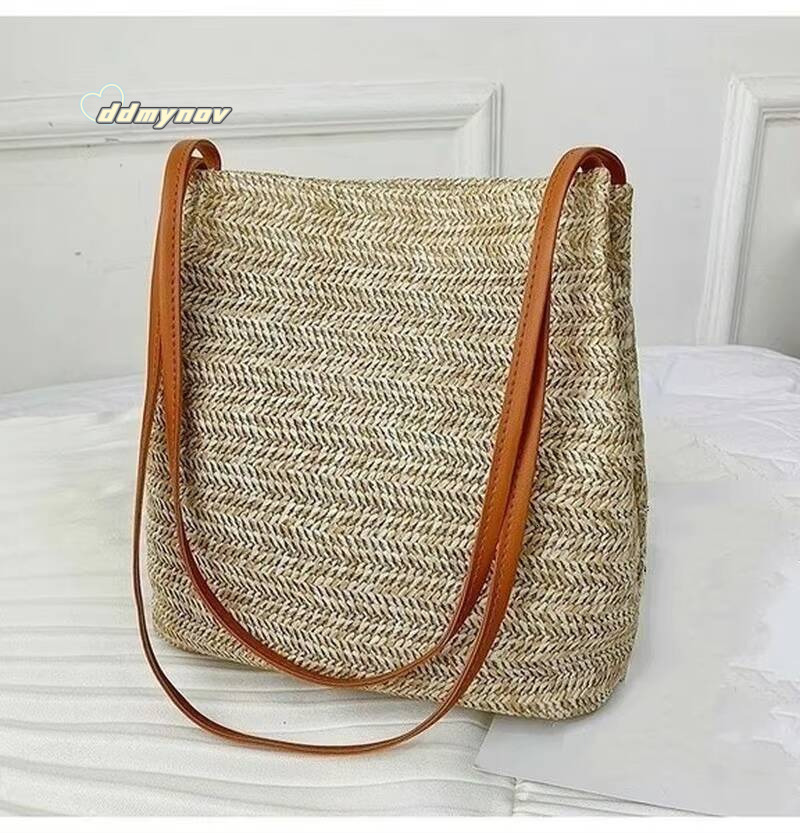 Womens Straw Woven Large Rattan Basket Bag Summer Women Messenger Crossbody Bags Girls Small Beach Handbag New ddmynov