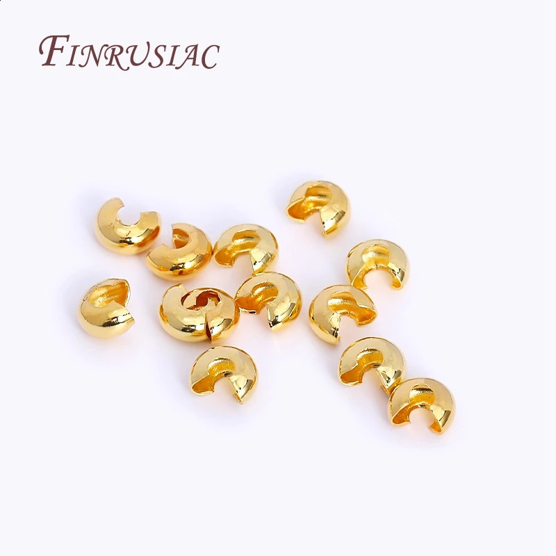 50100PcsLot Crimps Covers18K Gold Plated Crimp Bead CoversDIY AccessoriesJewelry MakingRound Covers End Beads 250625