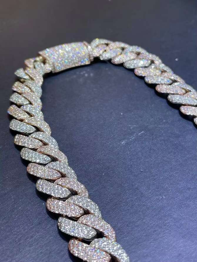 Most Affordable 16MM Round Moissanite Diamond 3 Row Iced Out Miami Cuban Link Chain for Mens From India