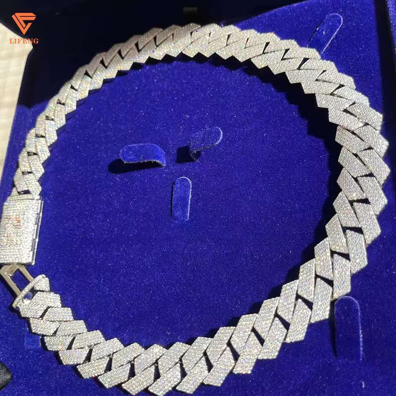 Lifeng Luxury 18mm Moissanite Cuban Chain Custom Jewelry for Hip Hop Fans Iced Out Diamond Cuban Necklace