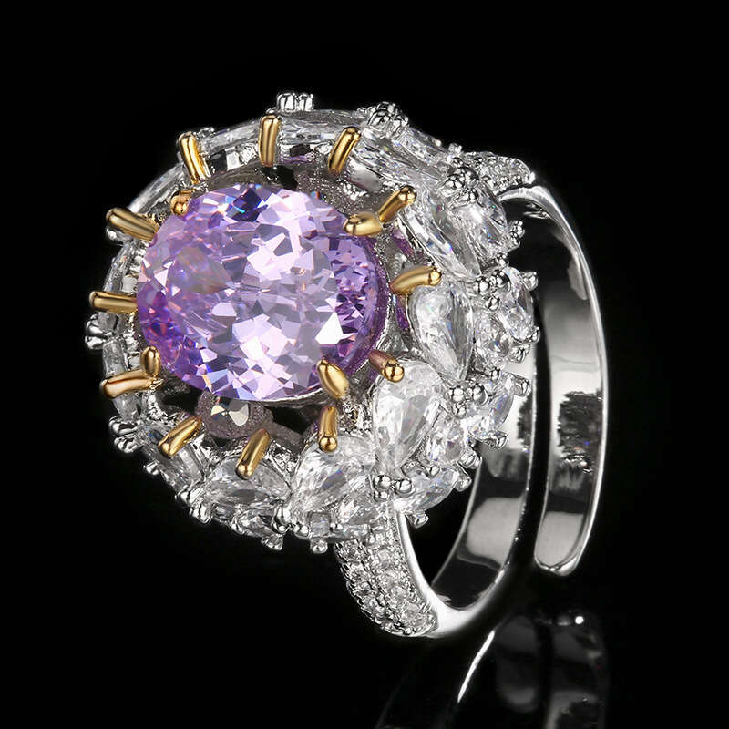 Huayoumei Jewelry Zircon Pink Yellow Diamond High-End Fashion Open Ring For Women Wholesale E3e