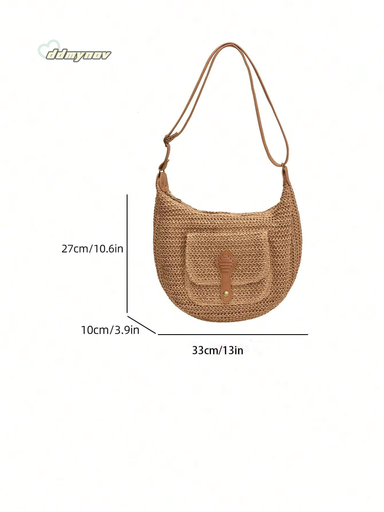 Fashionable New Trendy Shoulder Crossbody Womens Versatile Straw Saddle Bag ddmynov