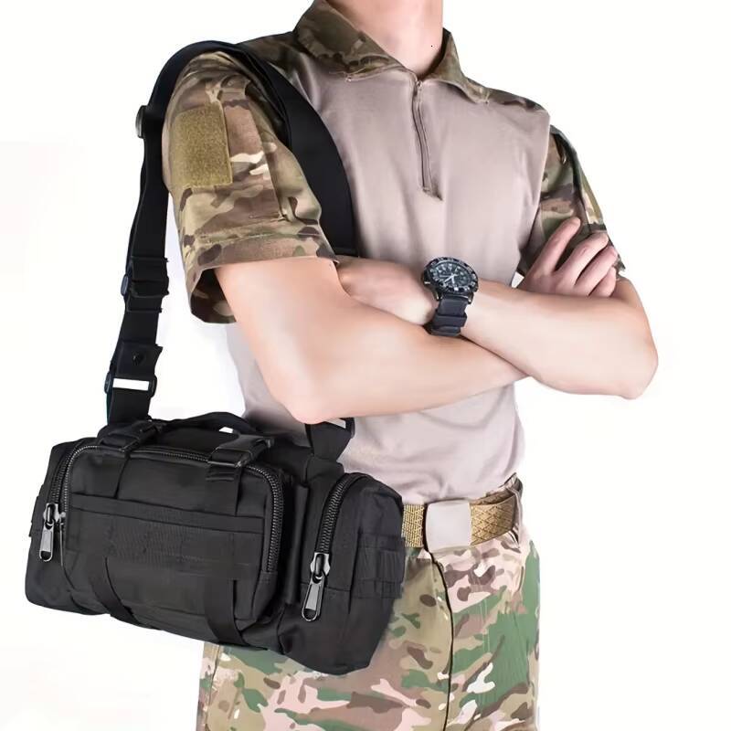 Nylon outdoor crossbody climbing hiking camping shoulder bag, zipper bag ddmynov