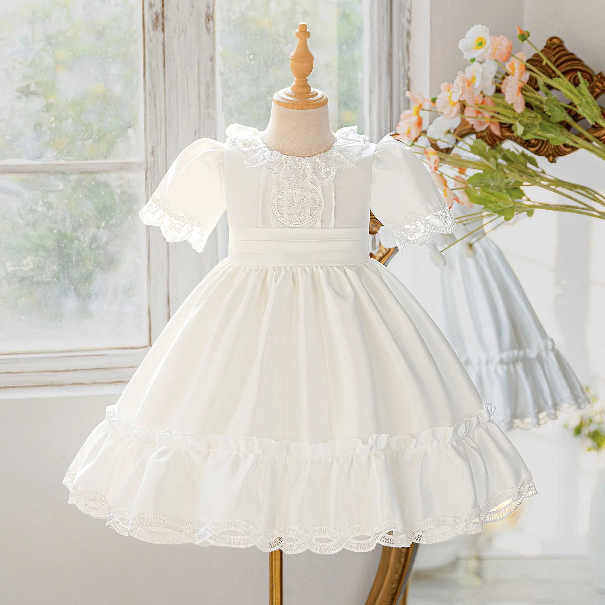 Girls White Lace Design Dress Elegant Dress Suitable for Birthday Photography Seaside Travel Photography R250707