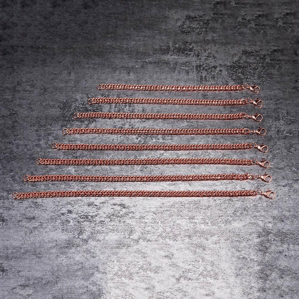 Pure Copper Bracelets for Men Women Adjustable Cuban Chain Link Lobster Clasp 6mm Wide Antiscratch Male 7105 Inch Jewelry 250707
