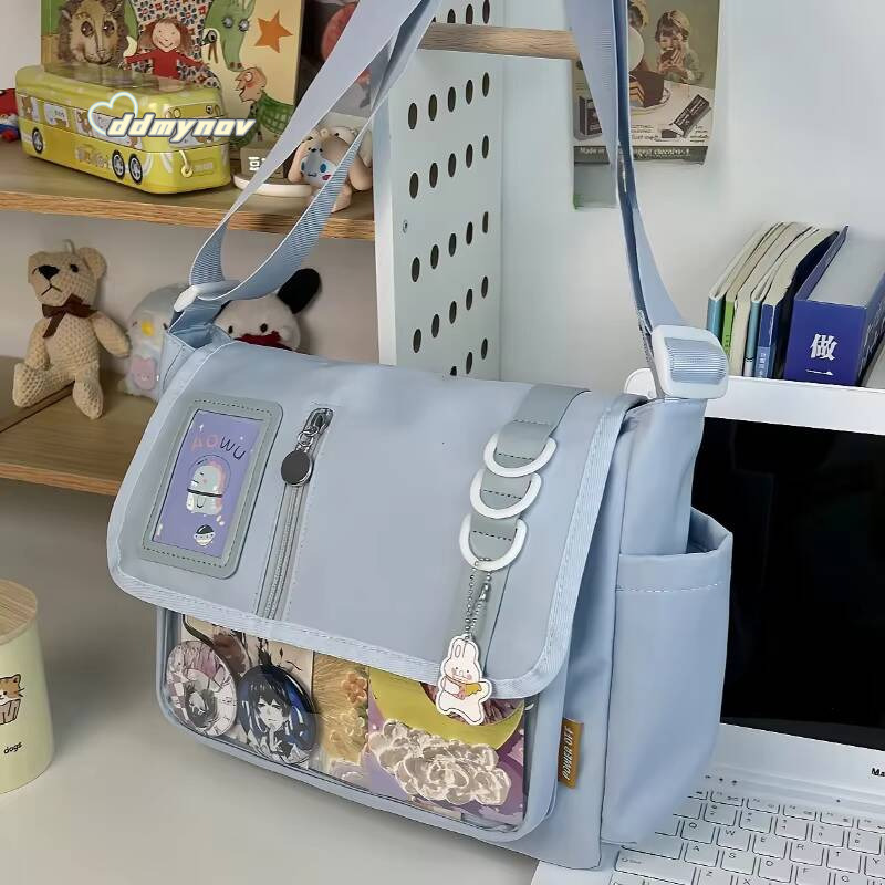 Y2K Japanese Harajuku School Bags for Teenage Girls New 2024 Transparent Itabag Crossbody DIY Badges Display Plate Ita Bag ddmynov