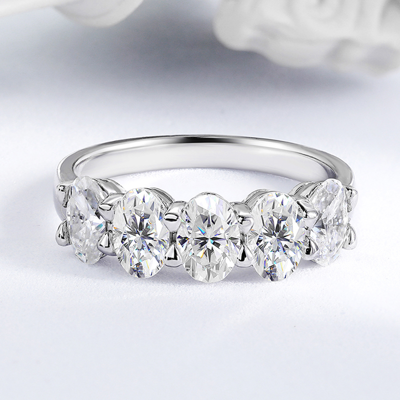 MT D VVS1 4*6mm Oval Moissanite Ring for Women Engagement Wedding Eternity Ring Band Luxury Jewelry 2.5 Carat 925 Sterling Silver