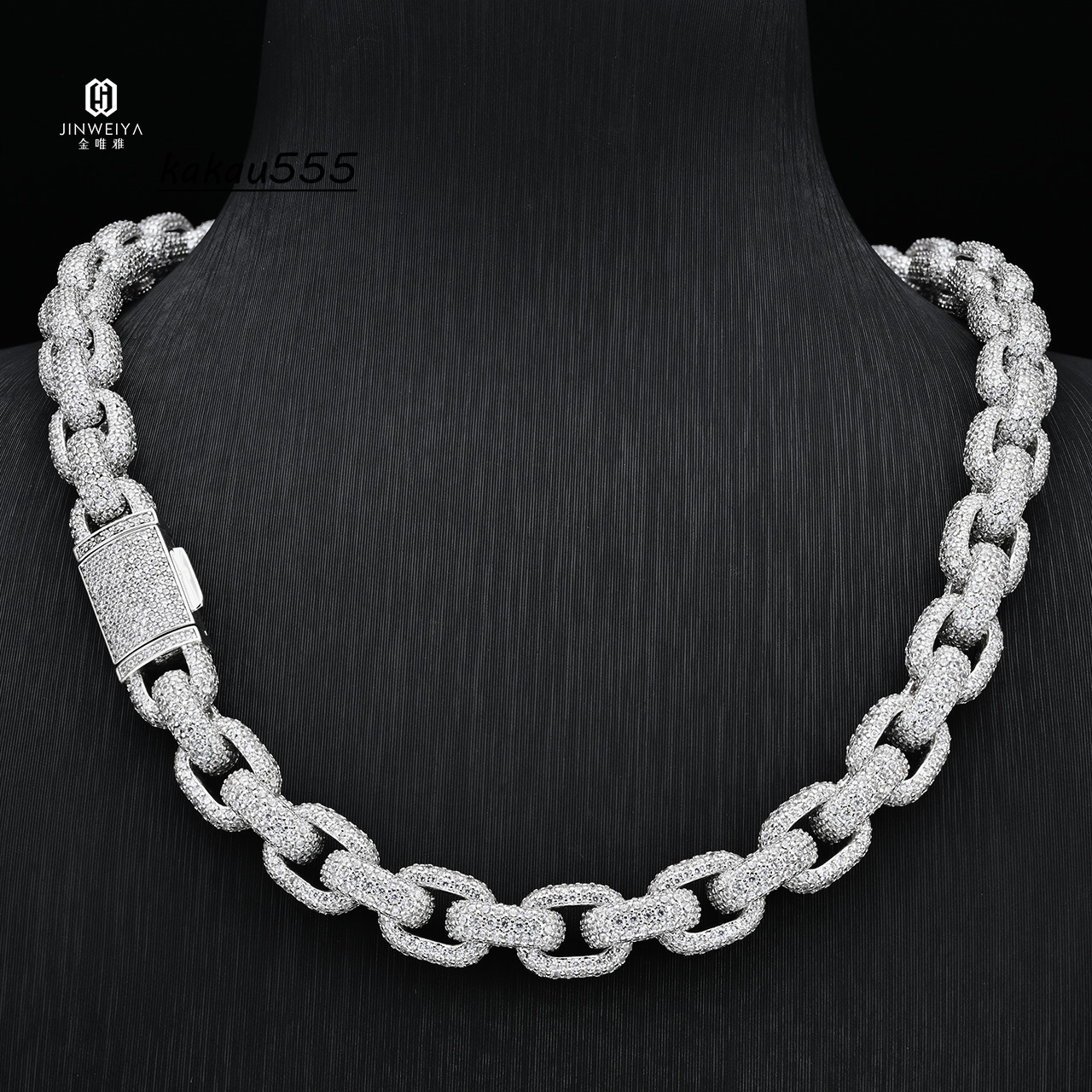 Wholesale Bulk Orders 10mm Full Diamond O-Cuban Chain Necklace Custom S925 Silver 5A Zircon/Moissanite Hiphop Jewelry Strand