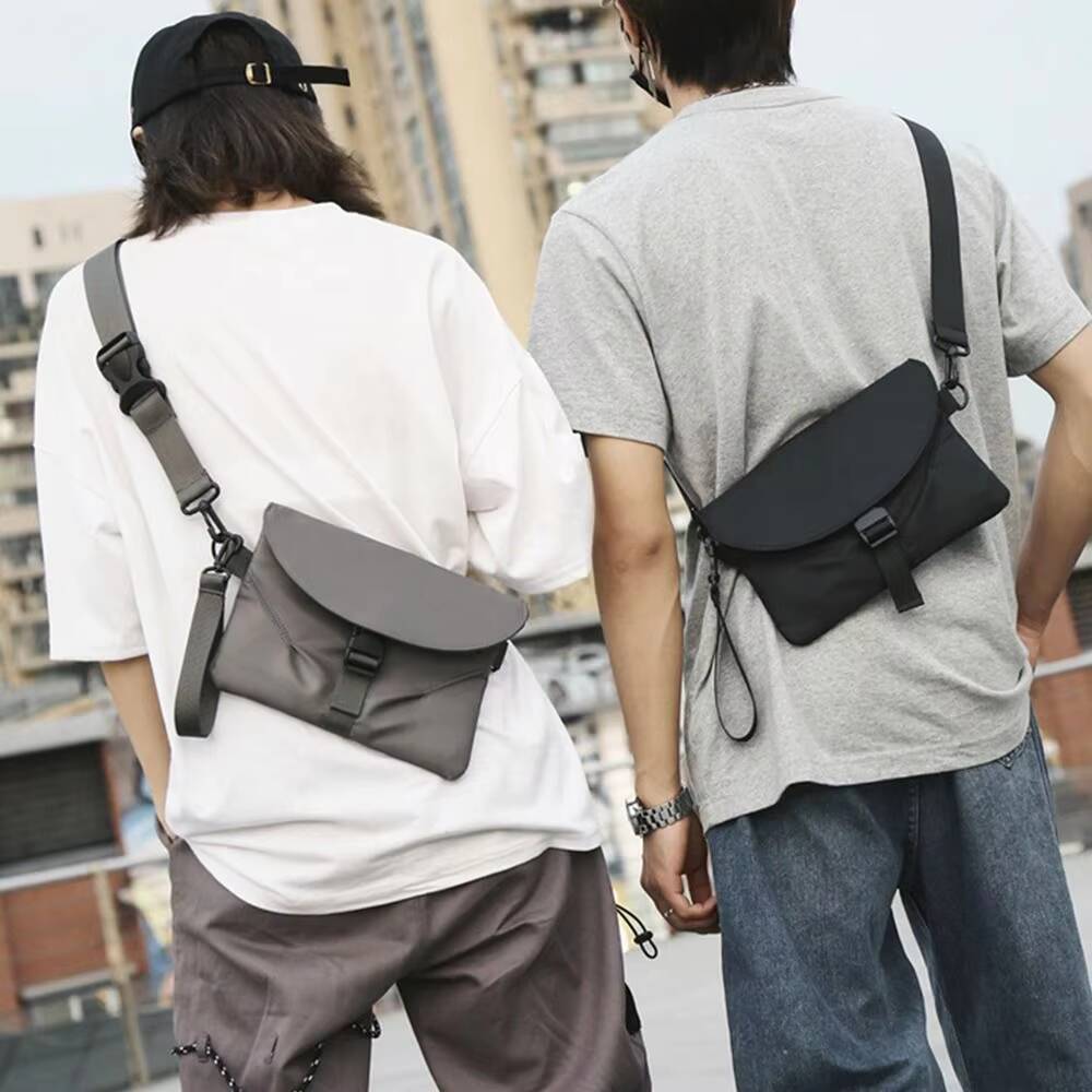 Men Nylon Chest Pack Cellphone Pouch Outdoor Sports Cross-body Casual Running Cycling Sling Bag ddmynov