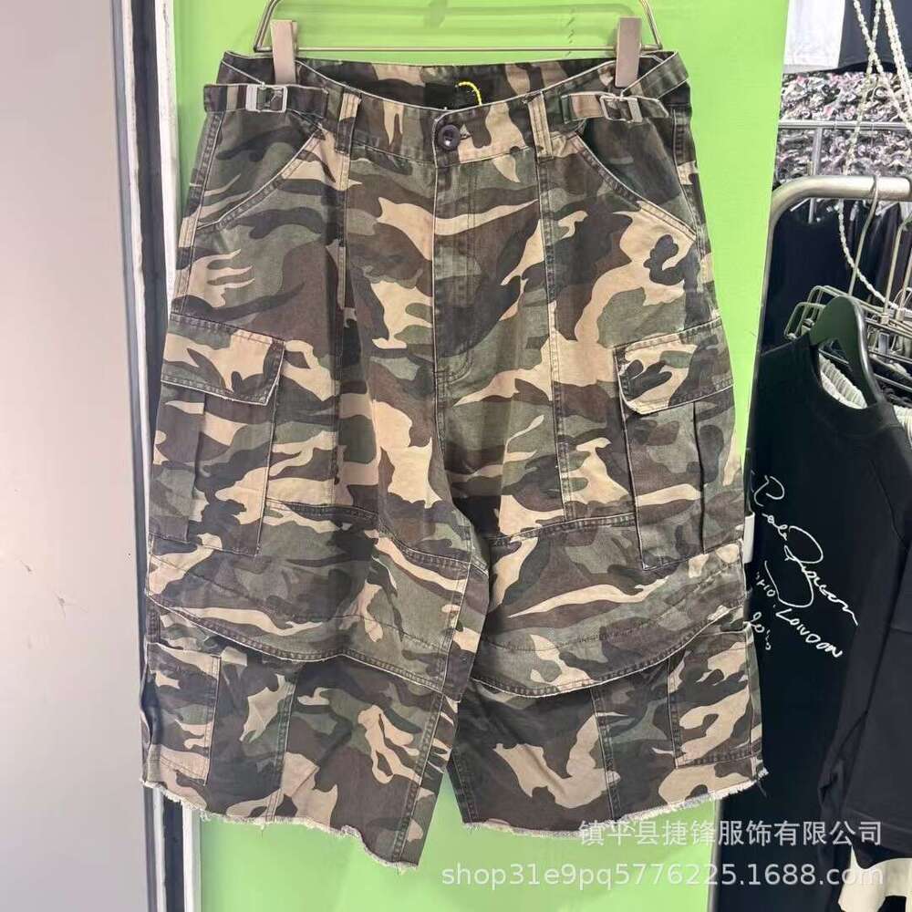 Street Style Spring Summer Autumn Multi-Pocket Camouflage 3D Over-the-Knee Casual Zipper Patchwork Cargo Shorts