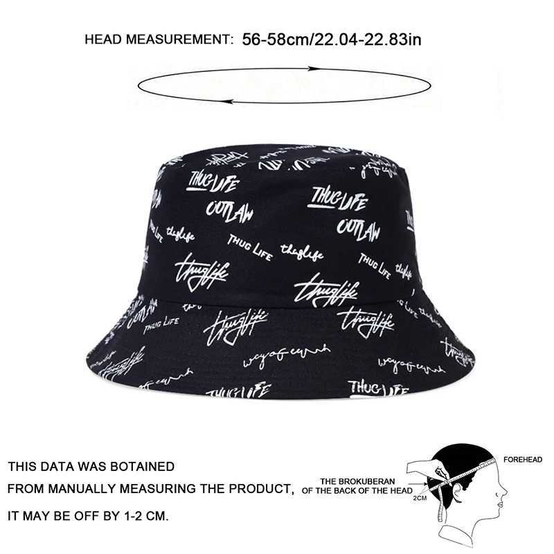 Unisex Double-Sided Wearable Thugufe Embroidery Personality Bucket Hats Fishermen Caps Outdoor Casual Sunscreen Hat Y250707