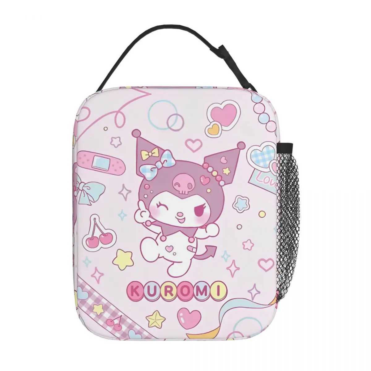 Cute Kuromi Insulated Lunch Bags Thermal Bag ReusableMeal Container Large Tote Lunch Box Food Handbags Beach Outdoor