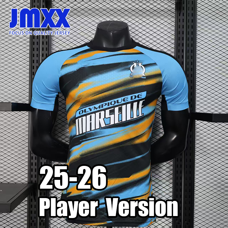 JMXX 25 26 Marseillees Soccer Jersey New Special Pre Match Training Mens Jerseys Uniform Football Shirt 2025 2026 Player Version