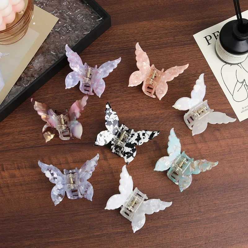 Acetate Butterfly Hair Claw Colorful French Style Hair Styling Tools Accessories Retro Elegant Hair Clips Women Sweet Hairpins Y250707