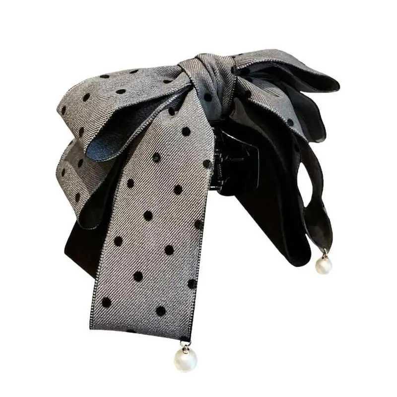 1pc Sweet bow hair clip half tied hair clip exquisite clip Korean East Gate temperament polka dot ponytail clip female Z250707