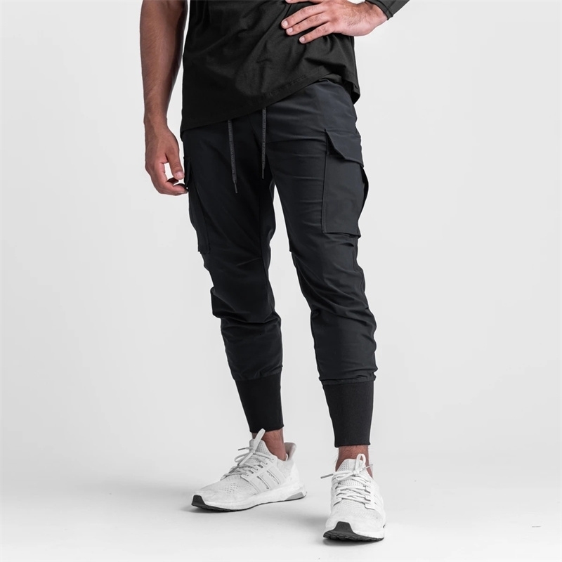 Cargo Pants Gym Mens MultiPocket Straight Bottom Sports Fitness Men Casual Trousers Track 250611