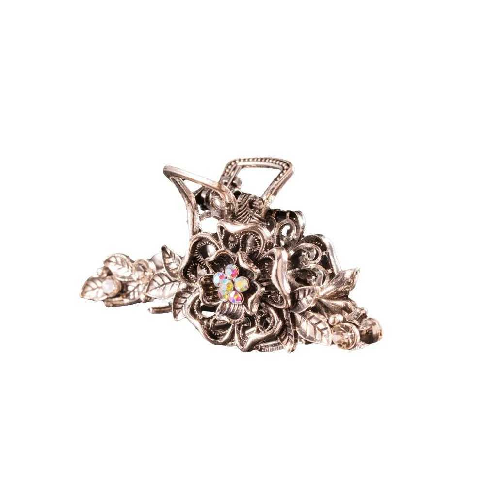 6.5cm ethnic style crab Hair Clip for women girl Flower Grasp Clips Ancient alloy Hair Claw Womens Accessories decorations Y250707