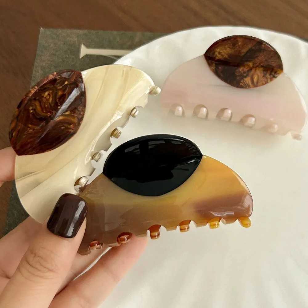 Acrylic Half-circle Hair Claw Gradient High-end Acetic Acid Shark Clip Waterproof Contrast Color Retro Hair Carb Clip Headwear Y250707