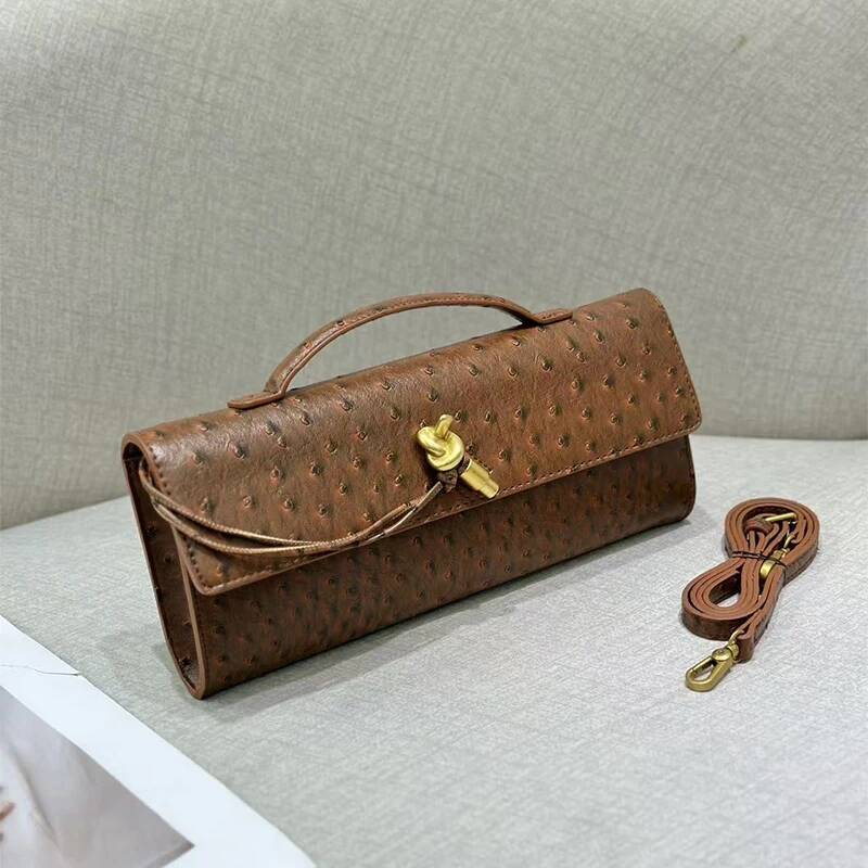 New Genuine Leather Woven Trendy Clutch High-end Golden Knot Crossbody Bag Brand Design Shoulderbag Baguette Handbag Hot high-quality