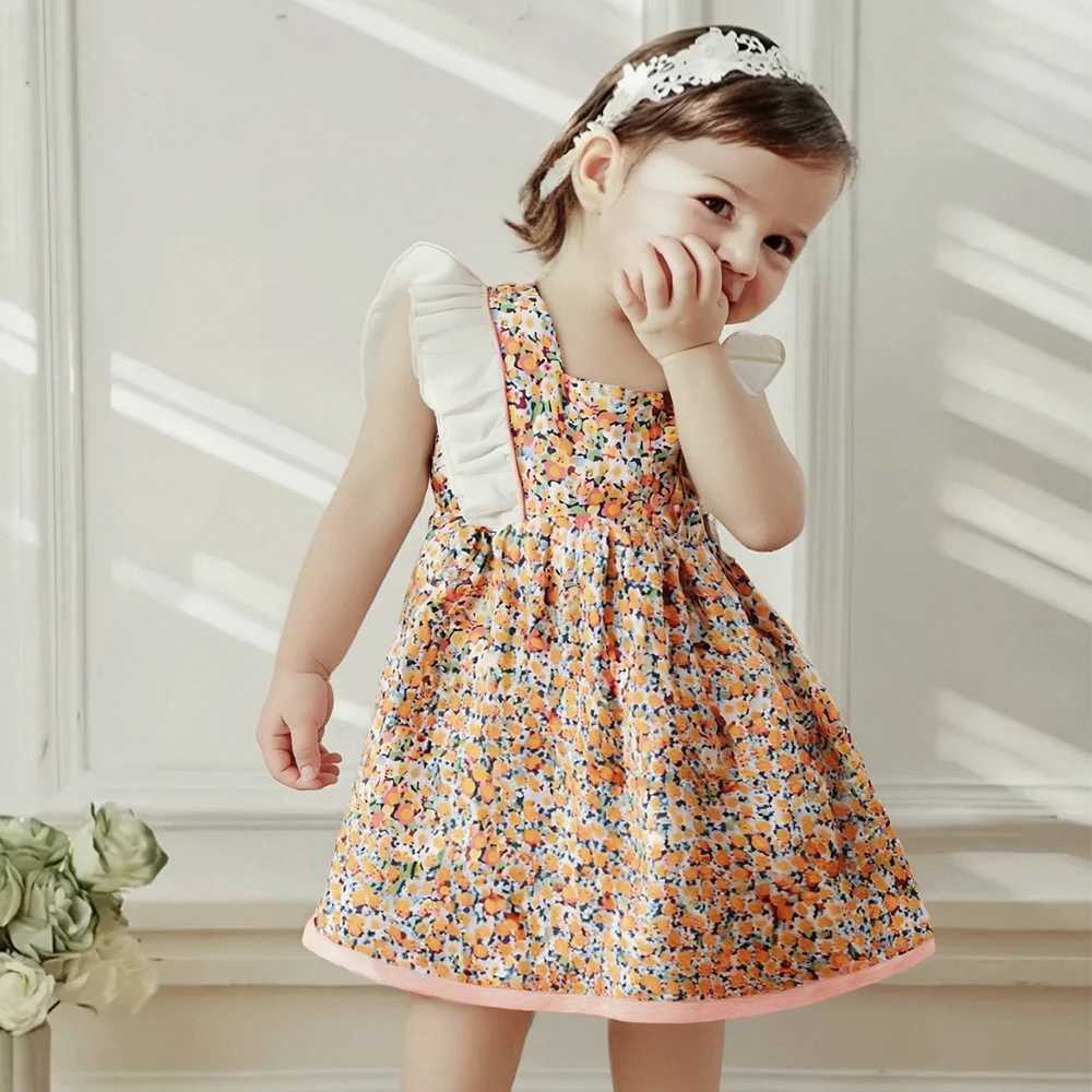 Baby Girl Clothes Summer Baby Girl Floral Full Print Big Butterfly Princess Sleeveless Dress Little Flying Sleeve Cute Dress R250707