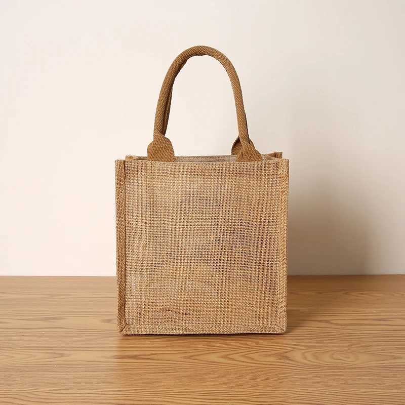 Large capacity imitation linen mens handbag top-opening handbag shopping bag student book storage bag