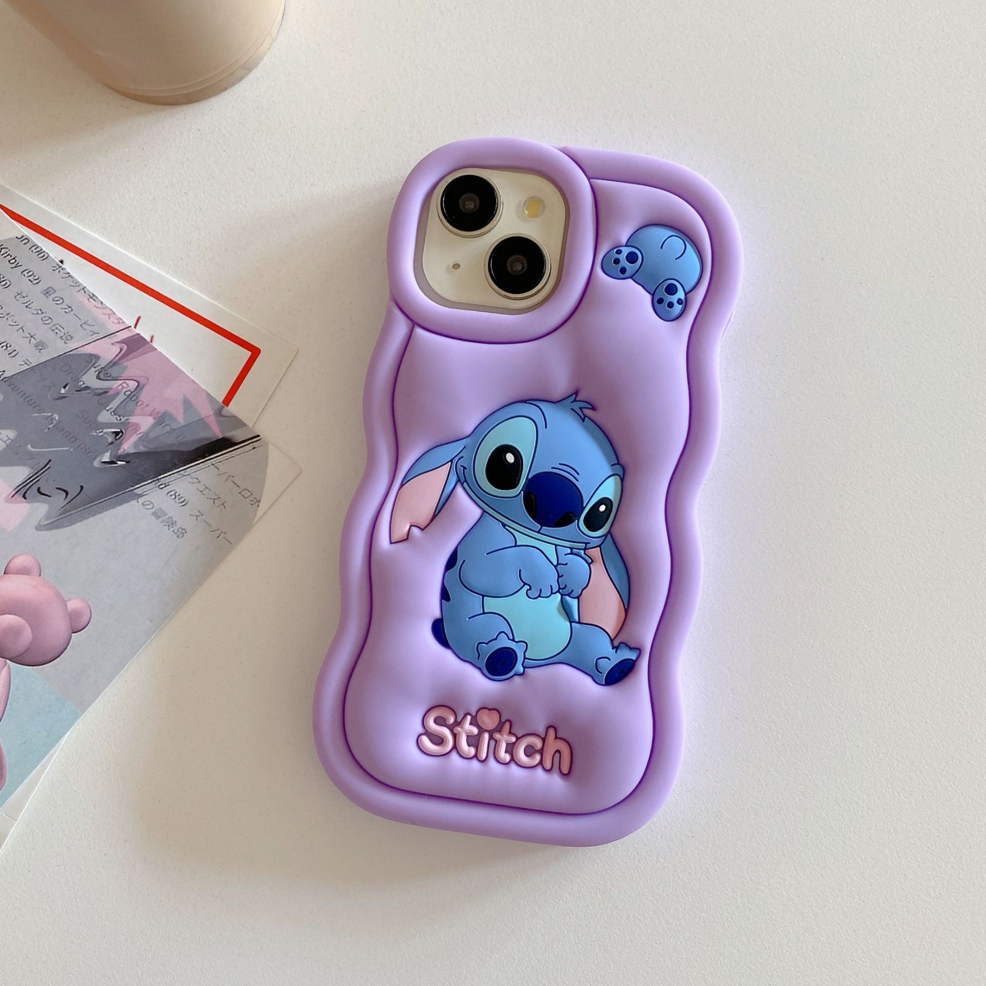 Cartoon Silicone Stitch English Anti-drop Protective Suitable for141516Promax Phone Case ddmythur