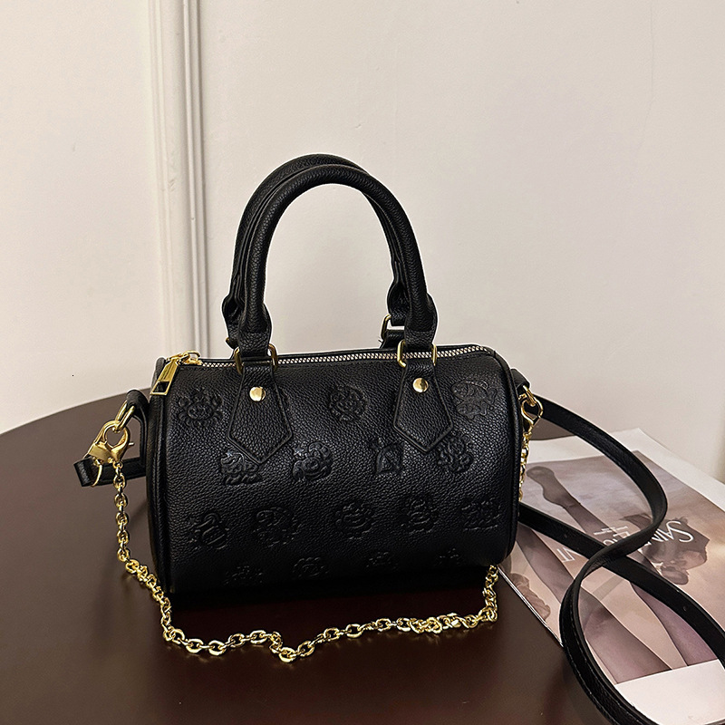 Designer High-End Feel for Women 2025 New Korean Version Cartoon Print Boston Commuter Phone Shoulder Crossbody Light Luxury Women's Bag