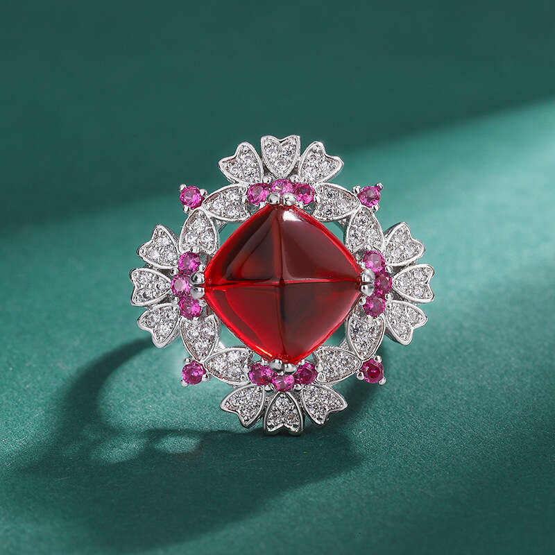 Huayoumei Sugar Tower Blue Wrist Red Bracelet Light Colorful Zircon Ring For Women 93F