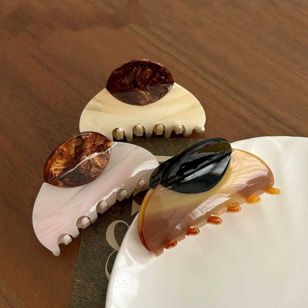 Acrylic Half-circle Hair Claw Gradient High-end Acetic Acid Shark Clip Waterproof Contrast Color Retro Hair Carb Clip Headwear Y250707